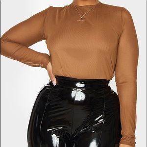 NEW Chocolate Brown Mesh Cutout Bodysuit
